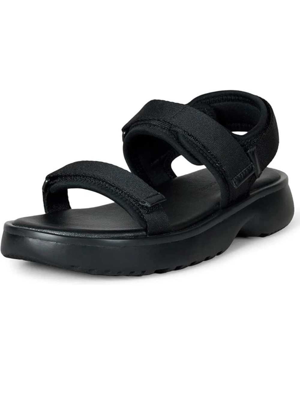 NIB Amazon Essentials Sport Sandal Black Memory Foam Strappy 1.5" Footbed Size 8